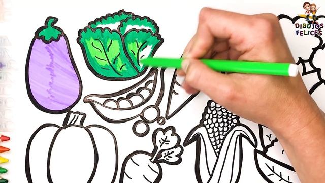 Cómo Dibujar Y Colorear 10 Vegetales ???? Dibujos Para Niños