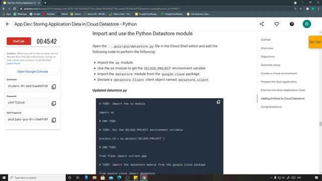 Qwiklabs -App Dev- Storing Application Data in Cloud Datastore - Python [GSP184] смотреть онлайн