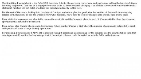 Databases: TSQL insert table using view -- performance issue (4 Solutions!!)