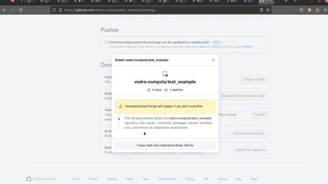 github Удаление репозитория - пример смотреть онлайн