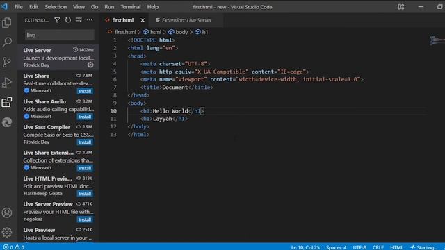 How to Run html code using Live Server in vs code| live Server installation смотреть онлайн