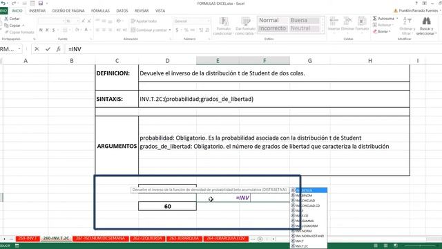 Función INV.T.2C Excel 2013: 260 de 448 HD смотреть онлайн