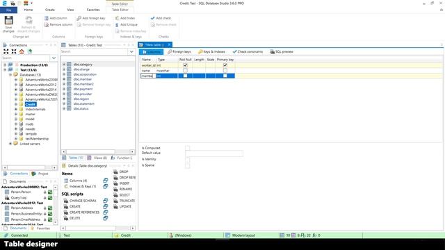 SQL Database Studio - Table designer смотреть онлайн