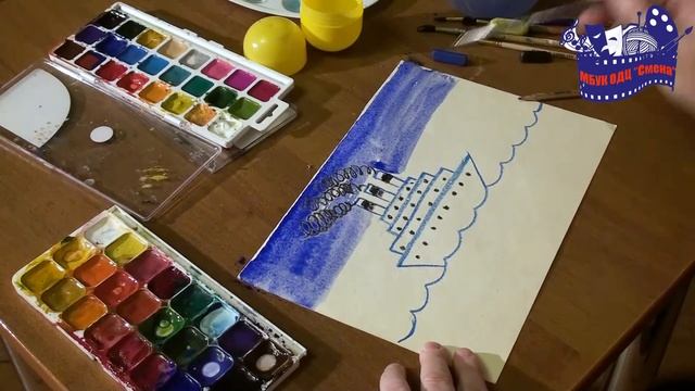 Урок кружка ИЗО "Акварелька". БЕЛЫЙ ТЕПЛОХОД смотреть онлайн