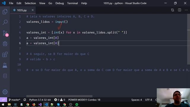 1035 - Teste de Seleção 1 - URI Online Judge - Python 3 смотреть онлайн