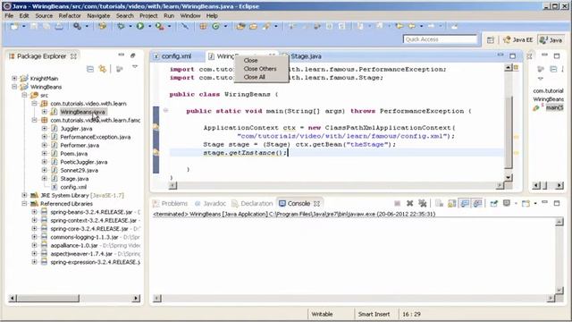 Spring tutorial - Wiring beans смотреть онлайн