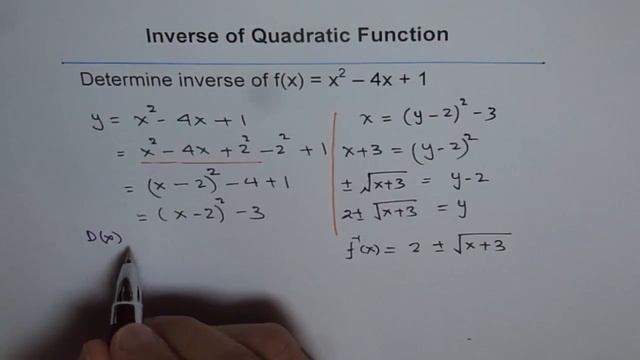 Inverse of Quadratic Function x^2 - 4x + 1 in Standard Form смотреть онлайн