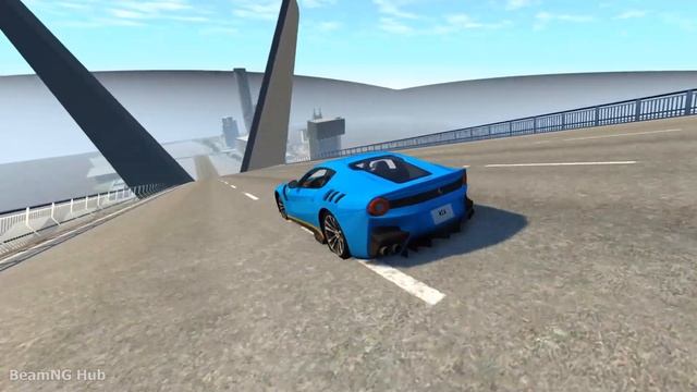 Jumping Open Bridge Crashes between Giant Scissor - Beamng drive смотреть онлайн