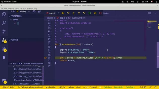 Debugging D in Visual Studio Code смотреть онлайн
