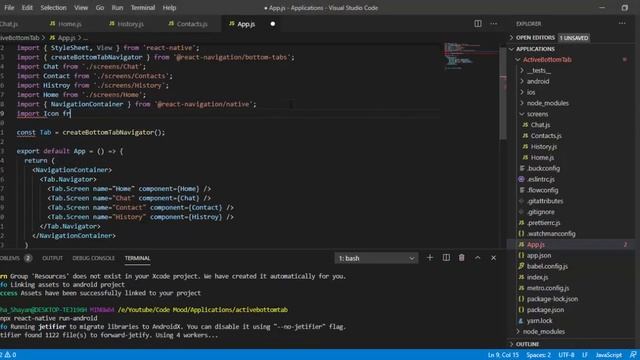 Bottom Tab Navigator React Navigation v5 in React Native | Active Bottom Tab Bar Hindi/Urdu Tutoria смотреть онлайн