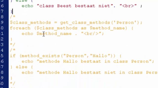 php OOP deel 5 get_declared_classes(), get_class_methode() , method_exists смотреть онлайн