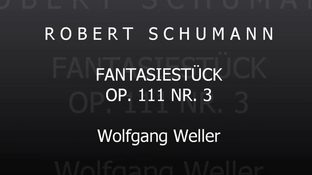 Schumann, 3 Fantasiestücke op. 111: Nr. 3 c-Moll, Wolfgang Weller 2013. смотреть онлайн