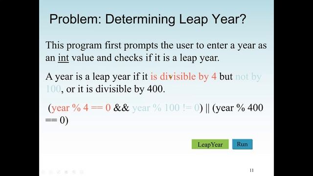 Java Selection Statements: Logical Operators and Switch Statements: Java Code to determine Leap Yea смотреть онлайн