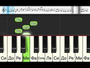 Яблочко (легкая песня одним пальцем на пианино + ноты)