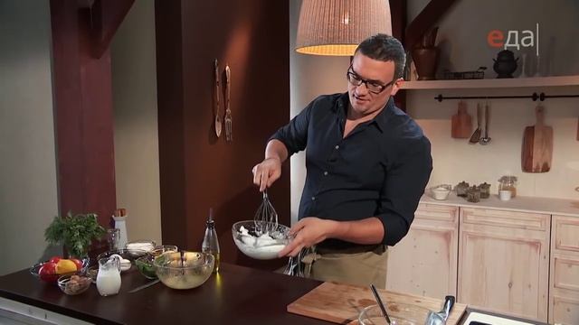 Суфле из трески с медово-горчичным соусом и запеченными помидорами смотреть онлайн