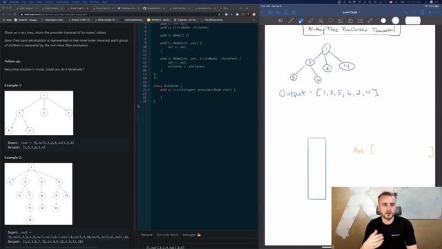 LeetCode 589 | N-Ary Tree Pre-Order Traversal | Iterative + Recursive Solution (Java + Whiteboard) смотреть онлайн