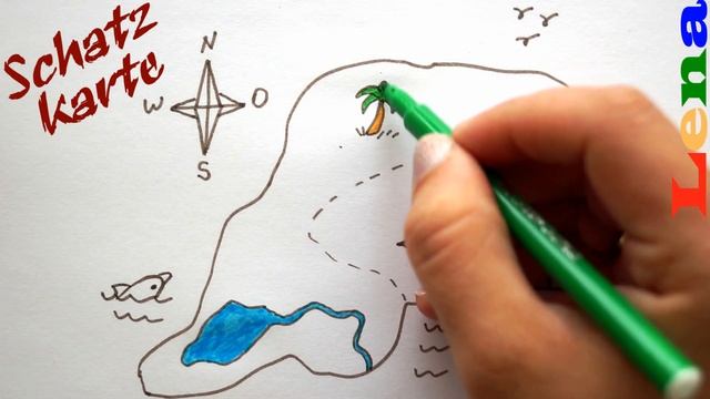 Piraten Schatzkarte malen ? How to draw a pirate treasure map ? как нарисовать карту сокровищ смотреть онлайн
