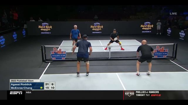 Tennis LEGENDS Play Pickleball! Agassi And Roddick Vs. McEnroe And Chang! $1 Million Slam ESPN