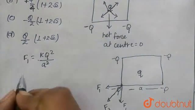Four charges equal to `-Q` are placed at the four corners fo a square and a charge `q смотреть онлайн