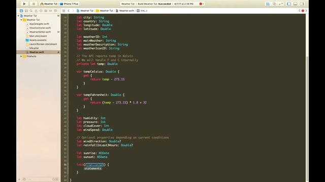 Weather App Swift 3 - Struct - Part 8 смотреть онлайн