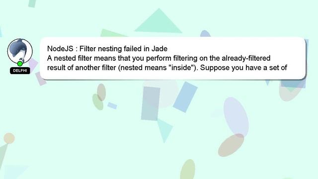 NodeJS : Filter nesting failed in Jade смотреть онлайн