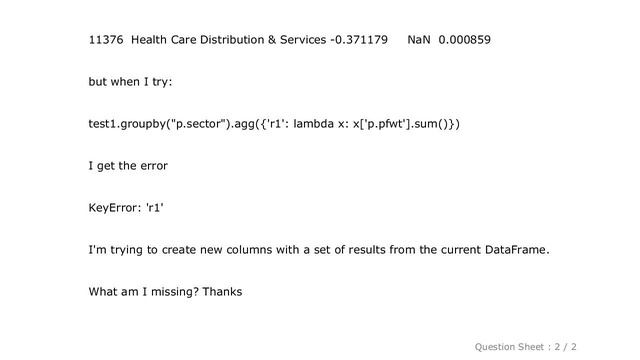 Pandas : Unexpected KeyError Pandas while trying to aggregate multiple functions into new column смотреть онлайн