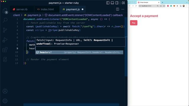 Accept a payment with the Payment Element using Ruby смотреть онлайн