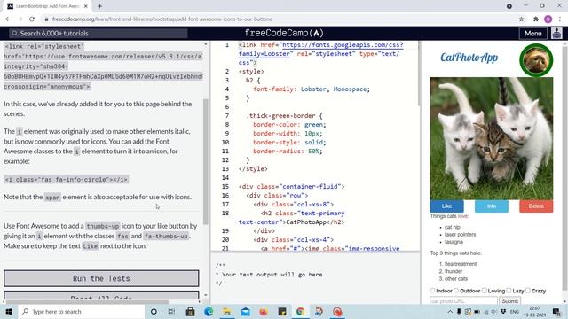 Bootstrap Tutorial 13 - add font awesome icons to buttons - freecodecamp смотреть онлайн