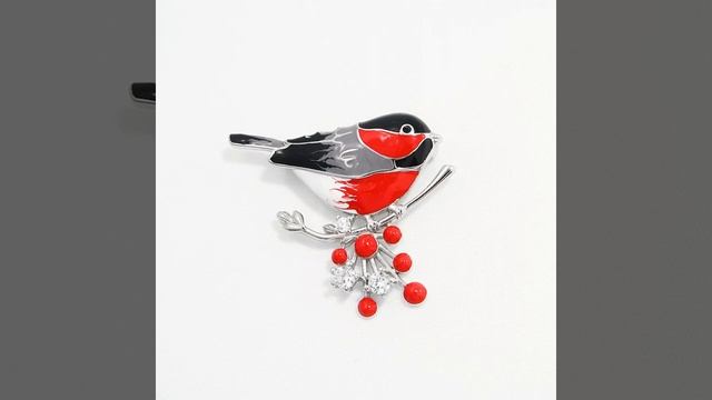 94040278- Брошь "Снегирь на ветке рябины" из серебра от SOKOLOV смотреть онлайн
