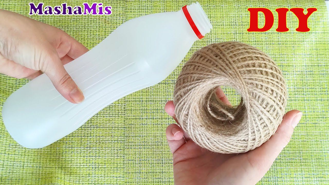 Поделка из ДЖУТА и пластиковой бутылки/Craft from JUTE and a plastic bottle / DIY смотреть онлайн
