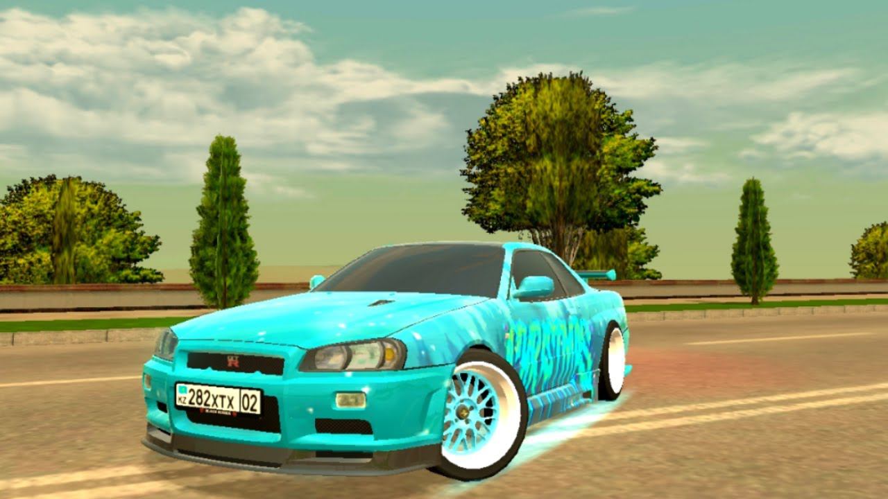 КРАСИВЫЙ, ДНЕВНОЙ ДРИФТ НА NISSAN SKYLINE R34 BLACK RUSSIA смотреть онлайн