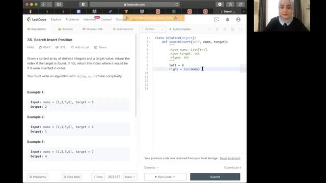 Search Insert Position | LeetCode 35 | Python | Amazon| Technical Interview смотреть онлайн