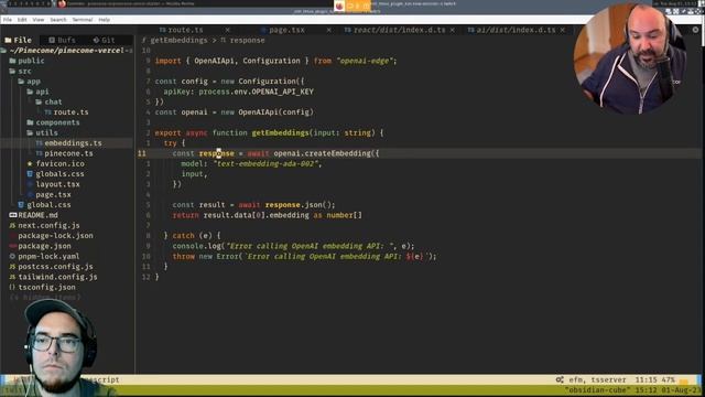Live code review: Pinecone Vercel starter template and Retrieval Augmented Generation (RAG). смотреть онлайн