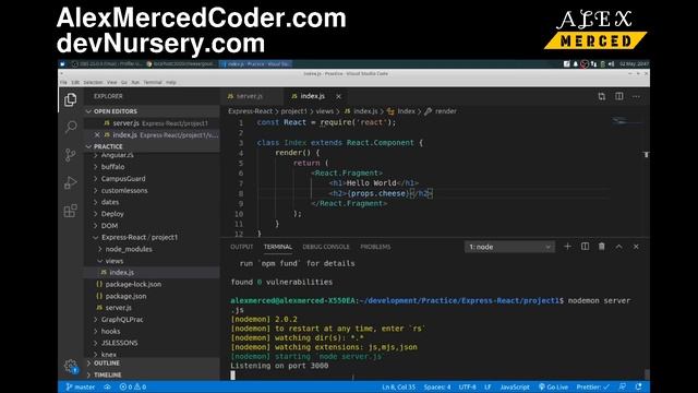 AM Coder - Full Stack with Express and Express-React-Views #2 (Express-React-Views Basics) смотреть онлайн