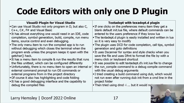 DConf Online '22 - Testing Editors & IDEs for the D Language смотреть онлайн