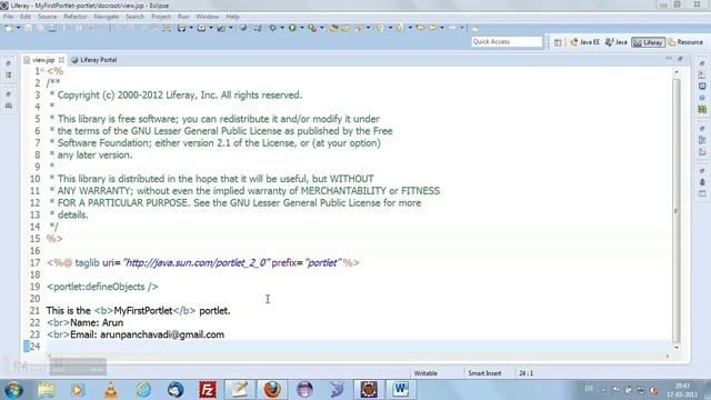 Liferay 6.1 Tutorial 4 - Creating your first Liferay Portlet смотреть онлайн