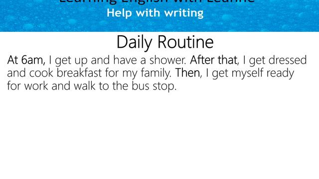 Write your daily routine in English 1.2: Time words for order & sequence 2 смотреть онлайн