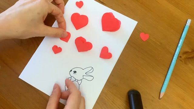 Поделка для детей. Открытка на 14 февраля с сердечками своими руками. смотреть онлайн
