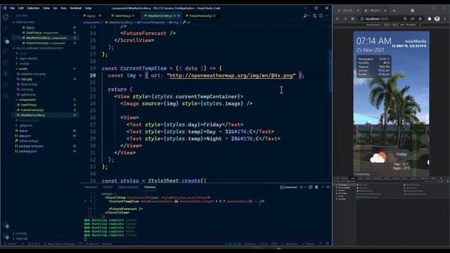 React Native Weather Application 14 - Dynamic Data Displaying Current Weather смотреть онлайн