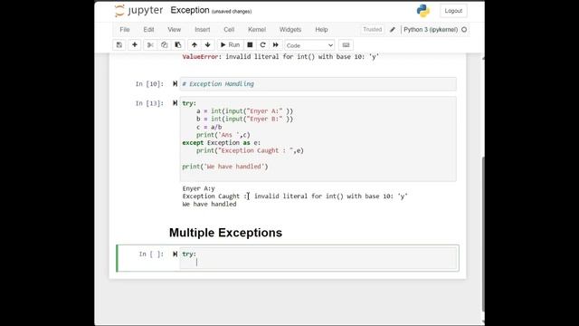 Exception Handling using try/except Block |Python Tutorial смотреть онлайн