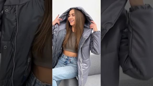 Женская Курточка из экокожи удлинённая на шнурочках смотреть онлайн