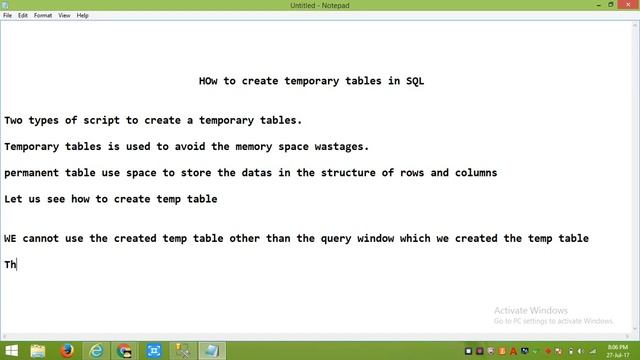 Temporary Tables in sql server || Creation of Temporary Tables in sql смотреть онлайн