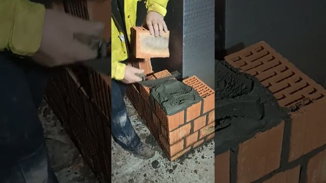 Кладка угла черновой стены толщиной в кирпич. смотреть онлайн