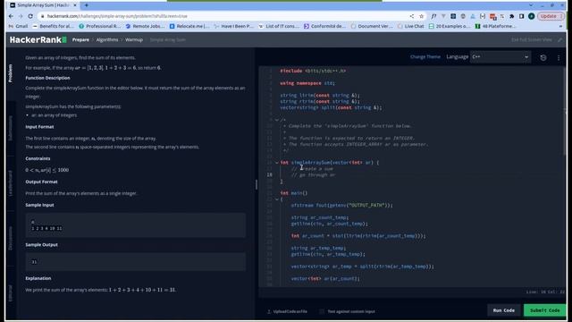 HackerRank : Simple array sum смотреть онлайн