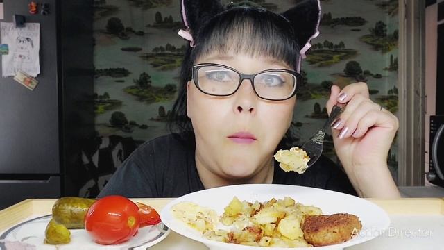 Мукбанг | Жареная картошка,котлета и соленья | Обжор | Болталка