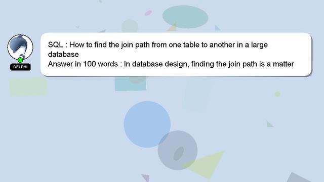 SQL : How to find the join path from one table to another in a large database смотреть онлайн