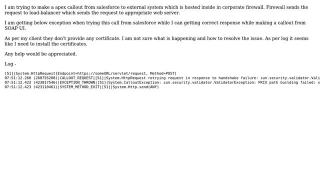 Salesforce: Apex Callout failed due to SunCertPathBuilderException смотреть онлайн