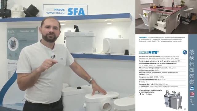 Описание кухонного насоса SFA Sanivite смотреть онлайн