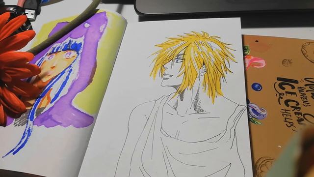 Drawing anime guy in sketchbook смотреть онлайн