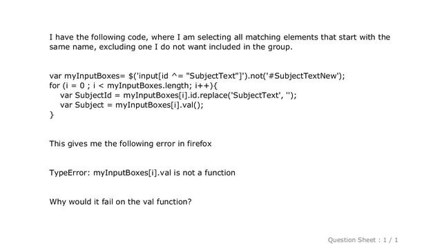 jQuery : TypeError: .val is not a function смотреть онлайн